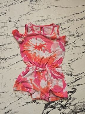 The Children's Place Pink & Orange Tie-Dye Romper